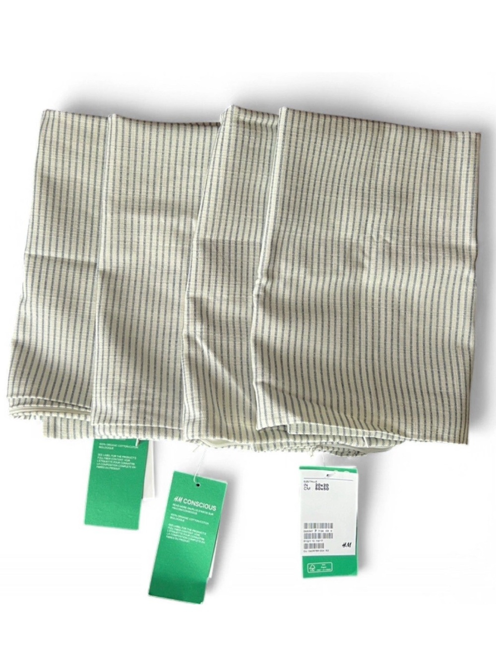 4pc Cotton Pinstripe 20” Pillow Covers with Zipper NWT